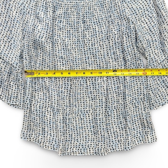 Zac & Rachel Blue and White Smocked Blouse with Flutter Sleeves - Picture 7 of 8